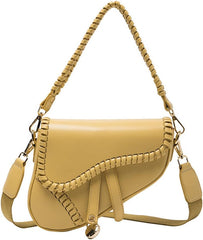 PURFANREE Women Trendy Saddle Shoulder Bag Clutch Purse Underarm Handbag Satchel HandBag Crossbody Bag - Yellow