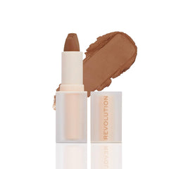 Makeup Revolution Beauty, Lip Allure Soft Satin Lipstick, Highly Pigmented & Smudge Proof, Long Lasting Creamy Satin Finish, Contains Vitamin E, Divine Brown, 0.11 Oz