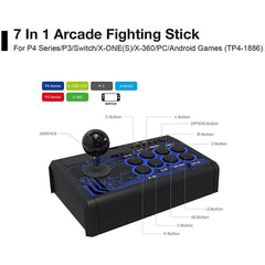 COOLBABY Fight Stick Controller, 7 in 1 Fight Joystick Arcade Game Fighting Joysticks, USB Port, Compatible with Windows, X-box One, PS-4, PS-3, Ninten-do Switch, and Android