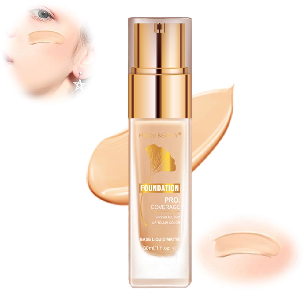 Liquid Foundation Full Coverage, Azonee Flawless Foundation Long Lasting For Mature Skin, Waterproof, Moisturising Oil Control Foundation, Concealer Foundation For Women Nude, 04#