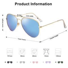 SOJOS Classic Aviator Polarized Sunglasses Mirrored UV400 Lens SJ1054