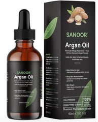 SANOOR Moroccan Mirage Argan Oil Elixir | 100% Pure & Cold-Pressed (2.02oz/60ml) | Nutrient-Rich Hair Butter for Softness & Shine | Hydrating & Restorative | FDA Approved