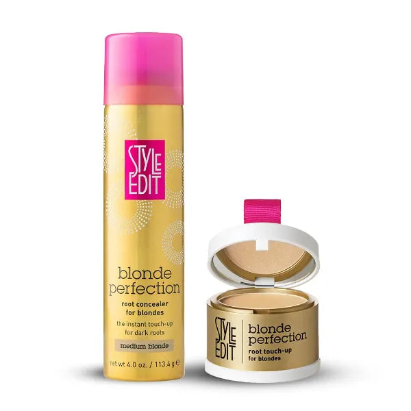 STYLE EDIT Root Concealer Spray and Root Touch Up powder to Cover Up Roots and Grays, Medium Blonde Hair Color