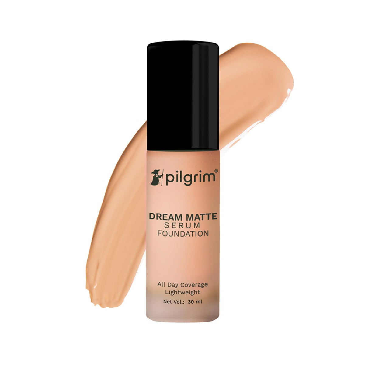 Pilgrim Medium Natural Almond Serum Liquid Foundation, Matte & Poreless,30 ml |Foundation for face make up infused |Water-Resistant,All Day Coverage|All SkinTypes
