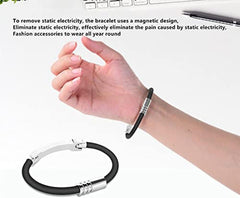 SYOSI Anti-Static Bracelet Wrist Straps, Band Rubber Bracelets Silicone Bracelet Static Bracelet Fashion Anti-Static Products Eliminate Static for Women and Men Unisex (Black-20cm)
