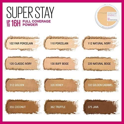 Maybelline Super Stay Full Coverage Powder Foundation Makeup, Up to 16 Hour Wear, Soft, Creamy Matte Foundation, Natural Ivory, 1 Count