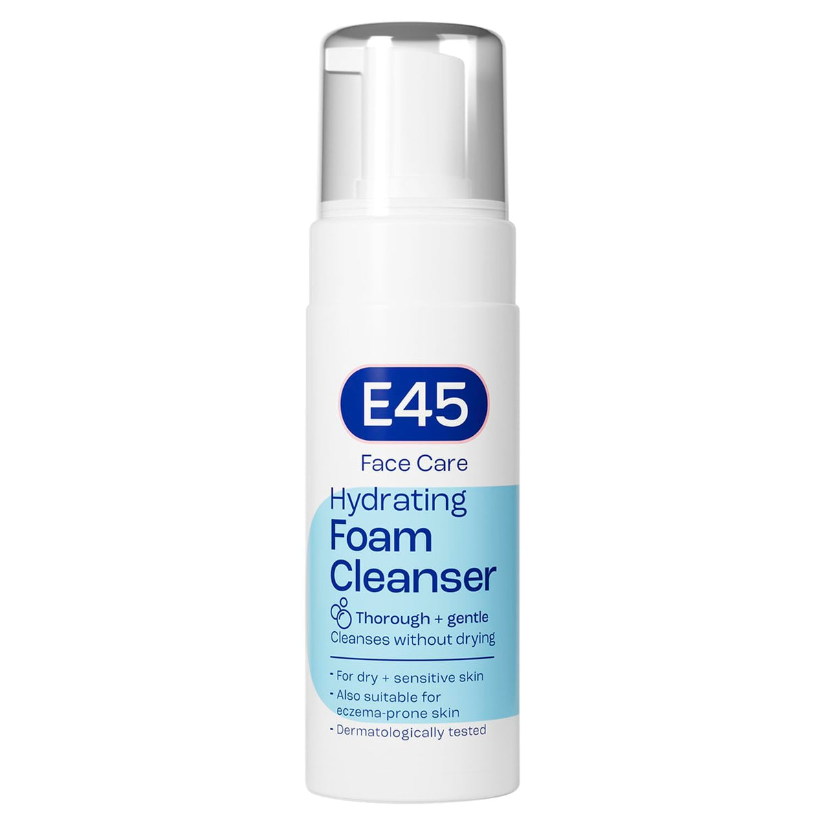 E45 Foaming Face Wash, Daily Cleanser for Dry & Sensitive Skin, Gentle Makeup Remover - Softens Skin & Controls Oil, Skincare for Women & Men - 150ml