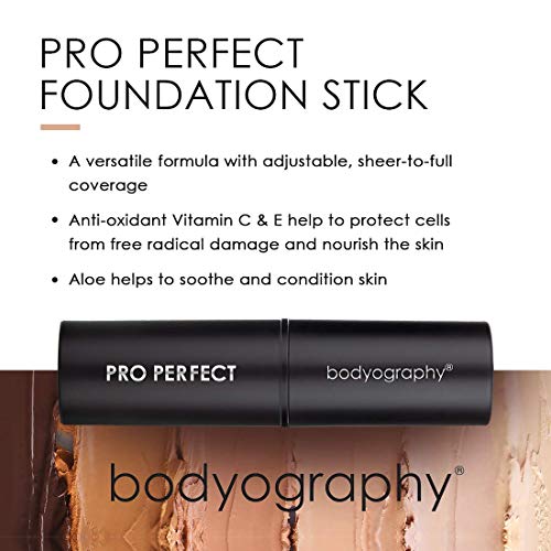 Bodyography Pro Perfect Foundation Stick - Demi-Matte Finish with A Natural Look - Enhancer for Concealing, Highlighting, and Contouring - Vitamin C & E (Cream)