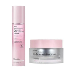 Hanskin Intensive Hydration & Glow Duo Hyaluron Pink Capsule Serum & Moisture Cream Deep Hydration, Glass Skin Radiance & Pink Glow Nourishing Care for Dry & Sensitive Skin Korean Skincare