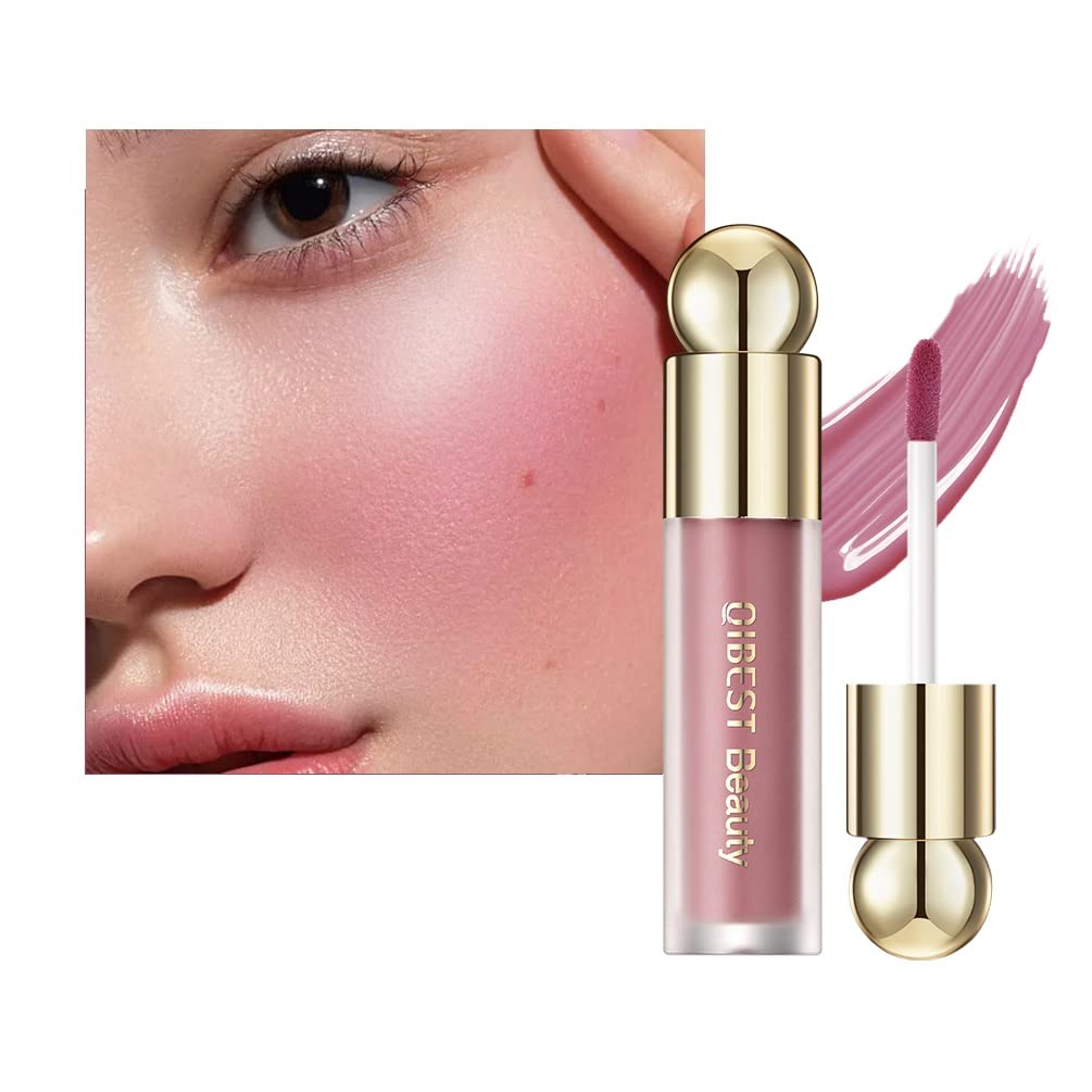KANZA - Rose Cream Liquid Blusher | Natural Matte Finish Looking, Dewy Cheek Tint | Soft Cream Face Blush Stick | Long-Wearing,Perfect Blending Liquid Blush Makeup for Cheeks|3.5g (#01 Morning Rose)