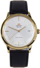 Orient FAC0000BW Men's Bambino Version 3 Gold Tone Leather Band White Dial Automatic Watch