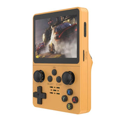 QuantumG - R35S Retro Handheld Game Console with 3.5 Inch IPS HD Display, Linux System, 64GB Inbuilt Games – Compact Pocket Video Game (Yellow)