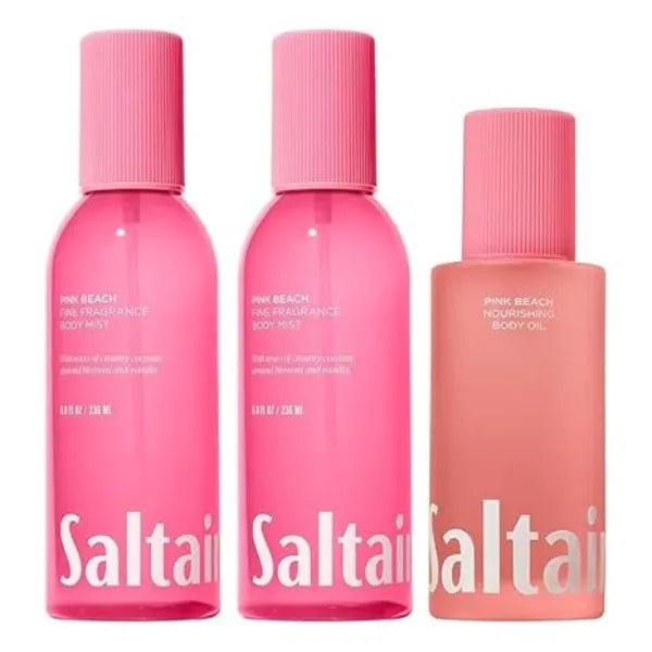 Saltair Pink Beach Body Mist & Body Oil Bundle 2x Body Spray (8oz) + Hydrating After Shower Oil (4oz)