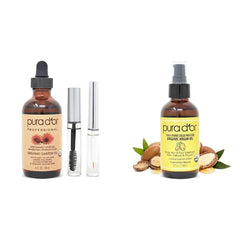 PURA D'OR Organic Castor Oil (4oz + 2 BONUS Pre-Filled Eyelash & Eyebrow Brushes) 100% Pure & Organic Moroccan Argan Oil (4oz / 118mL) USDA Certified