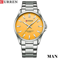 CURREN 9090 Watch for Couple Waterproof Men's Watches Fashion Women's Sports Watches Quartz Movement - SILVER ORANGE