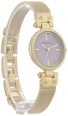 Anne Klein AK/3388 Premium Crystal Accented Mesh Bracelet Watch for Women, Gold