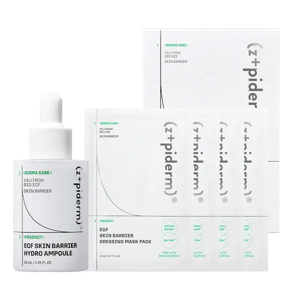 Zipiderm EGF Skin Barrier Hydration Set – Hydro Ampoule Serum + Dressing Sheet Masks (4EA), Korean Soothing & Moisture Barrier-Repair Duo for Sensitive & Dry Skin