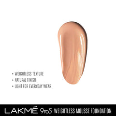 Lakme 9 to 5 Weightless Mousse Foundation, Ivory Pink, 25g
