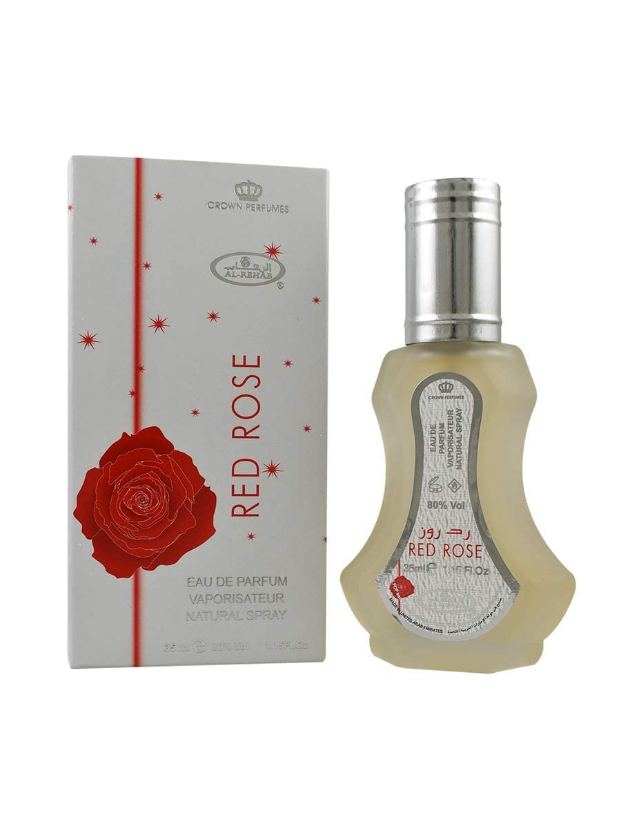 Red Rose by Al Rehab Eau De Natural Perfume Spray - 35 ml (1.15 fl. oz) | 2 Pack