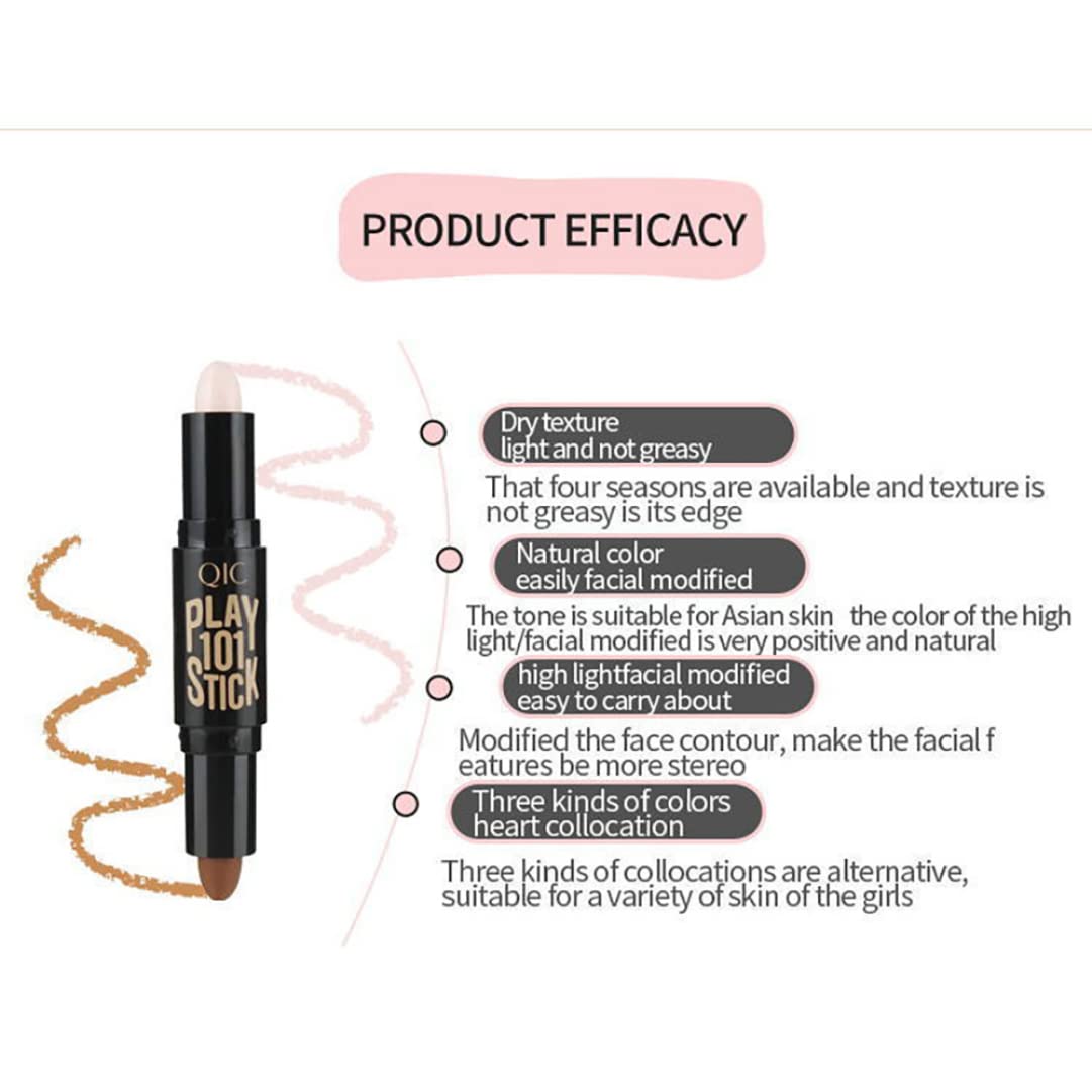 Double-Ended Wonder Contouring Pen Bronzer and Highlighter Stick Facial Makeup Contour Concealer Cosmetic for 3D Makeup Effect(2#)1pc