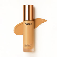 FLiCKA Flawless Femme Liquid Foundation for Face Makeup 30ml | Medium to High Coverage, Buildable | Natural, Waterproof & Moisturizing | All Skin Types | 08 Coffee