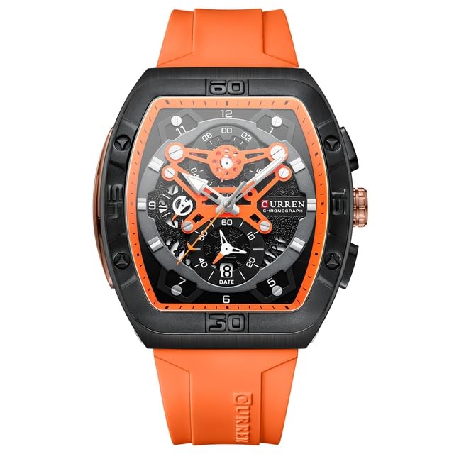 CURREN 8443 Men's Waterproof Quartz Calendar Tape Multifunctional Watch Men's Watch Silicone Band With Orrignal Cureen Box