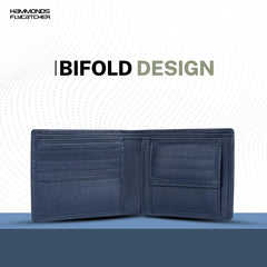 HAMMONDS FLYCATCHER Genuine Leather Wallet for Men, RFID Protected Leather Purse for Men, Money Purse for Men, Bi-Fold Wallet, 4 Card Slots, Coin Pocket, Hidden Pockets - Royal Blue