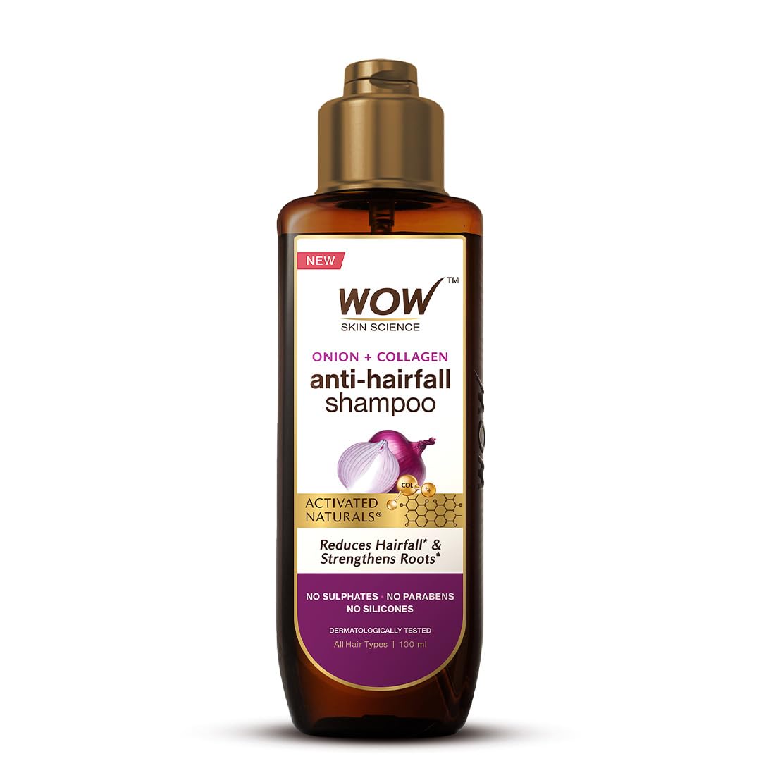 WOW Skin Science Red Onion Black Seed Oil Shampoo with Red Onion Black Seed Extract, Controls Hair fall, Contains Black Seed Oil & Pro-Vitamin B5, No Paraben, No Sulphate For Men & Women- 100ml