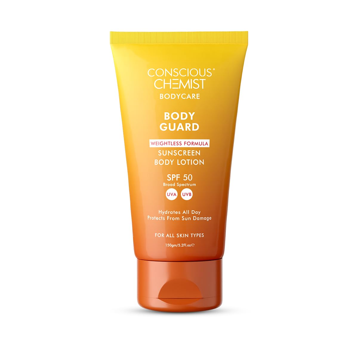 Conscious Chemist® Sunscreen SPF 50 | 150g | Sunscreen for Oily Skin, Body Lotion, Niacinamide with Ceramides & Betaine, UVA/UVB Protection, Reduces Dark Spots, All Skin Types - Body Guard