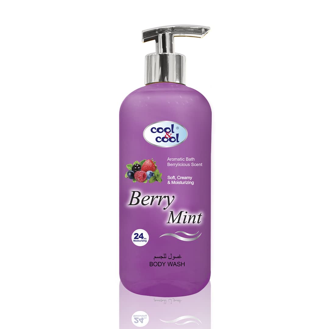 Cool & Cool Body Wash Berry Mint 500ML - Refreshing, Vitamin- E, 24-Hour Moisturizing, Invigorating Scent, Suitable for All Skin Types