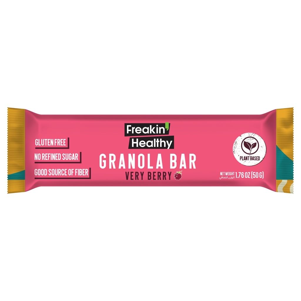 Freakin healthy very berry granola bar - Energy Booster Snack, Plant Based Ingredients - 50g
