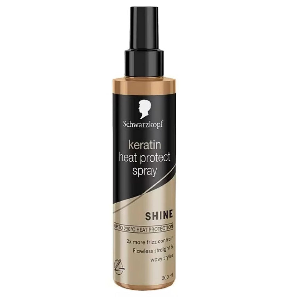 Schwarzkopf Keratin Heat Protection Styling Spray with Frizz Control, Heat Protection Spray up to 230°C, 200ml