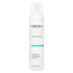 Christina Unstress Comfort Cleansing Mousse 200ml – Gentle Face Cleanser with Green Tea Extract & Vitamin B5 | Hydrating Foaming Cleanser for All Skin Types