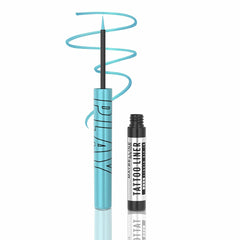 Maybelline New York Tattoo Play Light Blue Liquid Eyeliner - Longwear Waterproof Eyeliner - Metallic Finish, Ride, 2.1ml