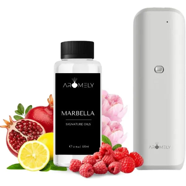 AROMELY ARO-Bliss Smart Bluetooth Home Diffuser with 150ml Marbella Essential Oil – Inspired by Aria Hotel – Premium Home Aroma Diffuser for a Luxury Atmosphere