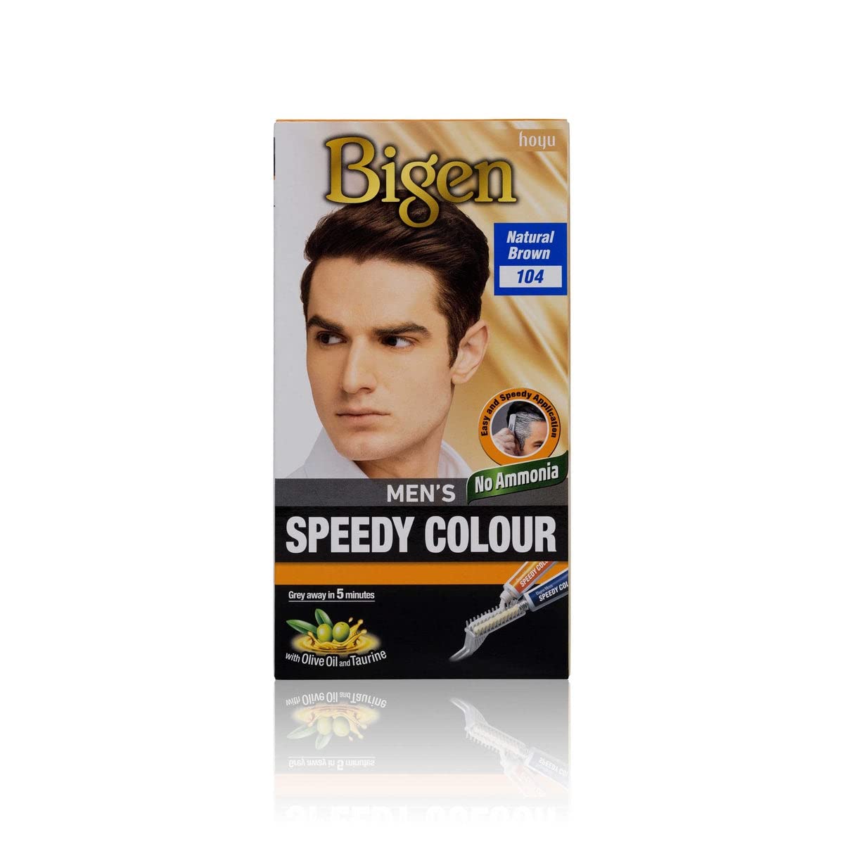 Bigen Men's Speedy Color | Covered grey hair in 5 min | No ammonia | With olive oil - 104 Natural Brown