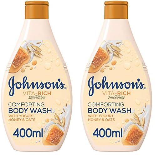 Johnson's, Body Wash, Vita-Rich, Smoothies, Comforting, Yogurt, Honey & Oats, comforting body wash, light-weight and non-greasy, 400ml (Pack of 2)