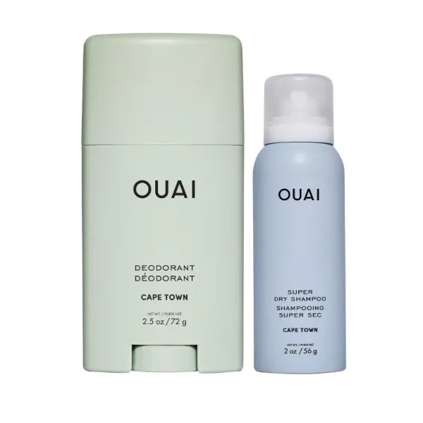 OUAI Cape Town Freshness Duo – Aluminum Free Deodorant (2.5 oz) + Super Dry Shampoo Travel Size (2 oz) – 24-Hour Odor & Oil Control with Long-Lasting Cape Town Scent