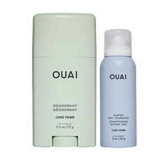 OUAI Cape Town Freshness Duo – Aluminum Free Deodorant (2.5 oz) + Super Dry Shampoo Travel Size (2 oz) – 24-Hour Odor & Oil Control with Long-Lasting Cape Town Scent
