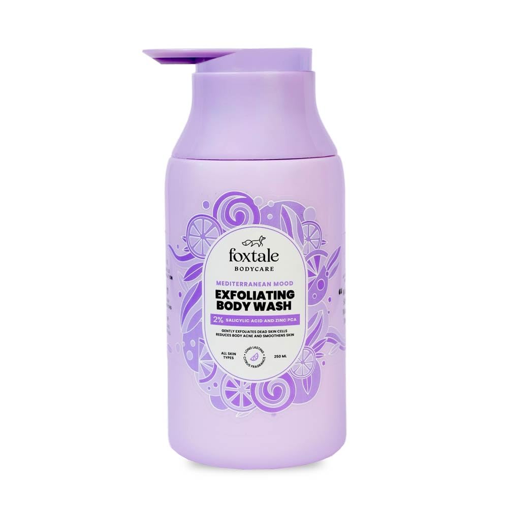 FoxTale 2% Salicylic Acid Exfoliating Body Wash With Zinc Pca|Reduces Body Acne, Strawberry Skin & Ingrown Hair|Smoothens Uneven Texture In 28 Days|Body Wash Men & Women|Exfoliating Shower Gel|250 Ml
