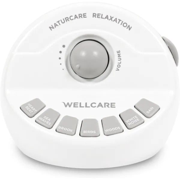 WELLCARE Naturcare White Noise Machine - 7 Soothing Nature Sounds, Sleep Sound Machine for Baby, Kids & Adults, Stepless Volume, Timer, Adapter Included