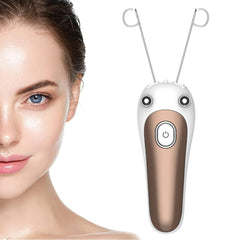 MAKINGTEC Ladies Facial Hair Remover, Cordless Electric Facial Threading, Rechargeable Face Hair Threader Machine with Cotton, Threads Epilator for Shaver Pull Faces Delicate Device (Gold)