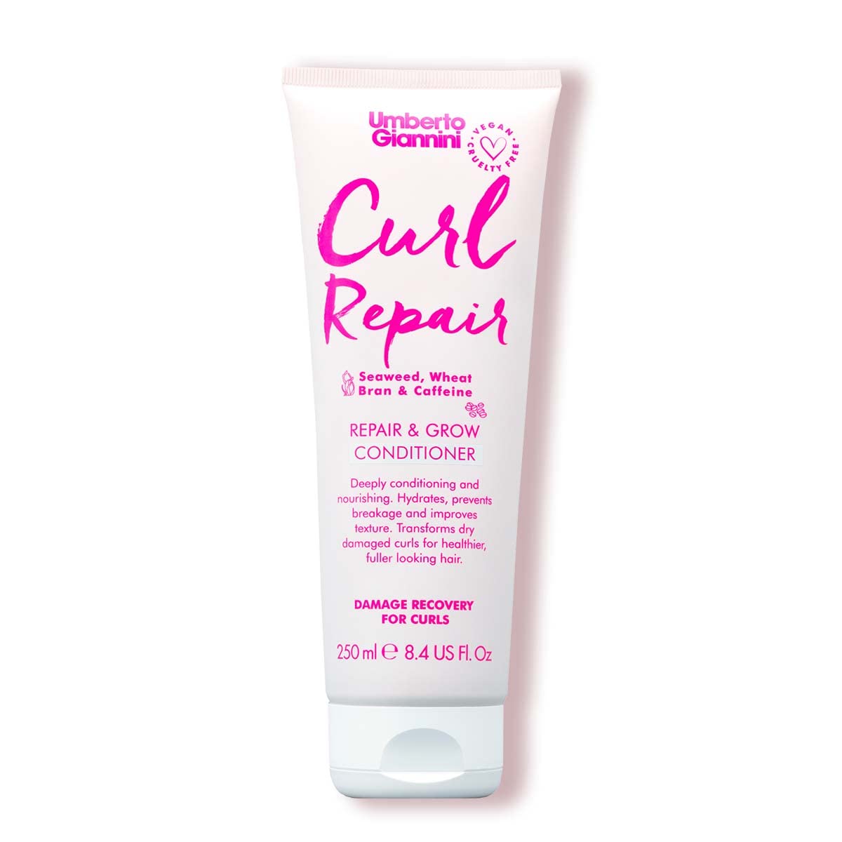Umberto Giannini Curl Repair Conditioner, Vegan & Cruelty Free Repair & Growth Formula with Seaweed, Wheat Bran & Caffeine - 250 ml