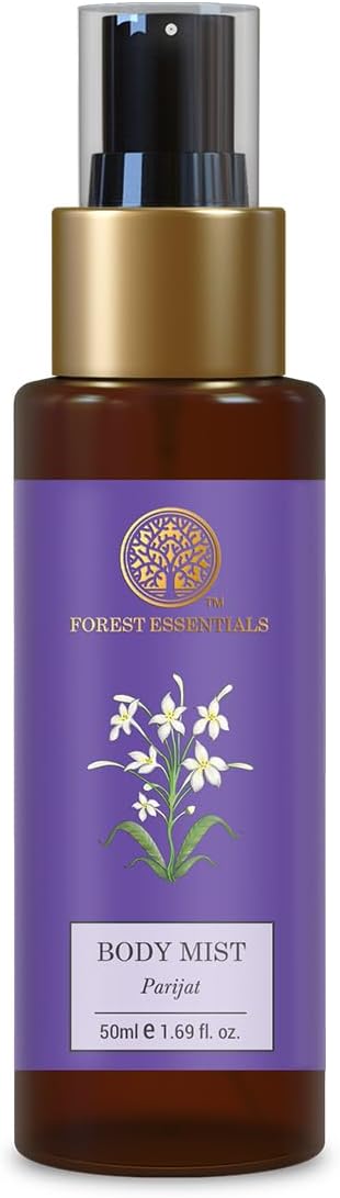 Forest Essentials Travel Size Body Mist Parijat | Natural & Hydrating Body Spray For Men & Women | Luxury Deep Floral Fragrance | 50 ml