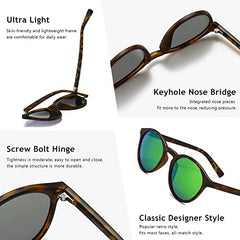 SUNGAIT Women's Classic Vintage Round Polarized Sunglasses Retro Style UV400 SGT166