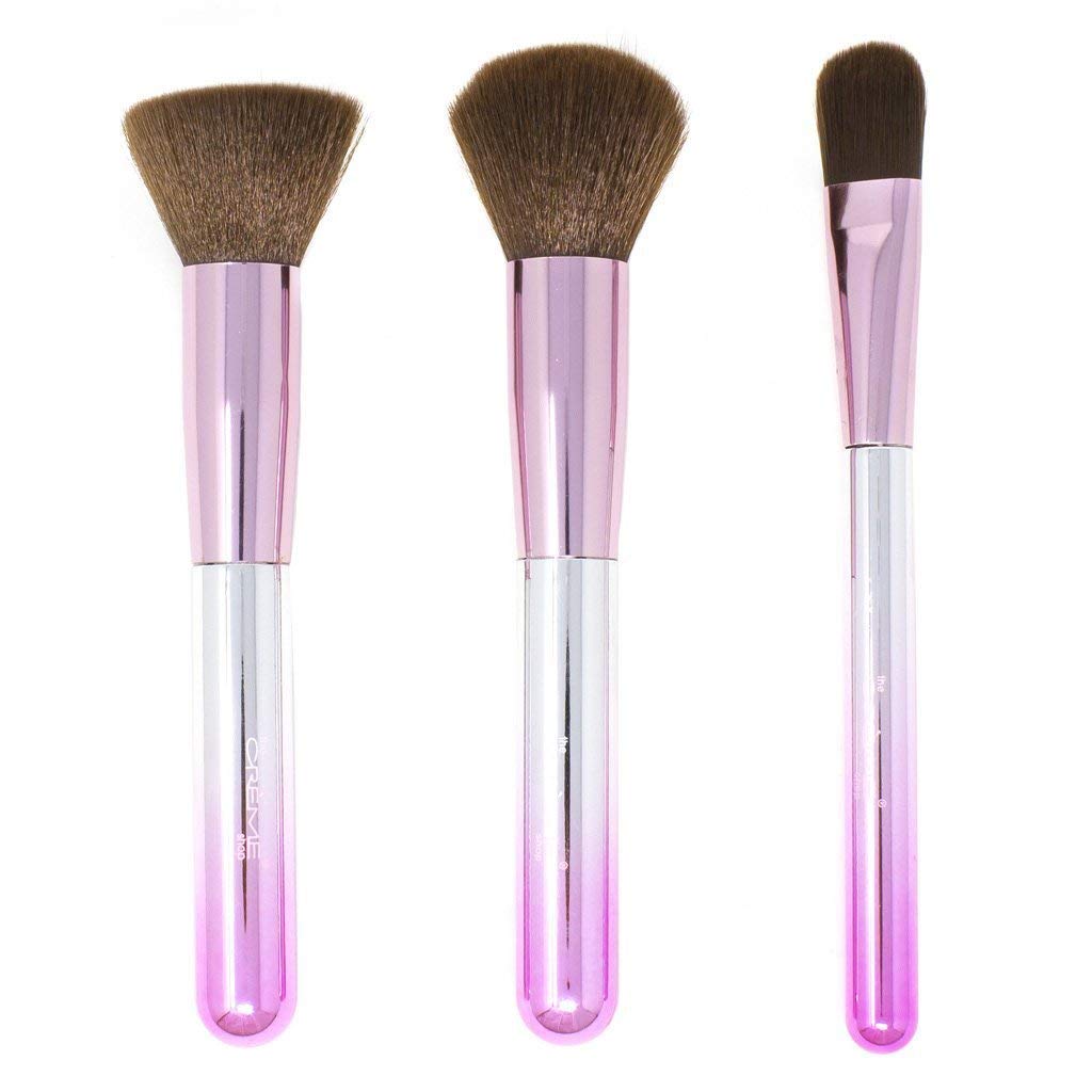The Crème Shop 3 Pcs Makeup Brush Set. Set Includes: Foundation Brush, Blender Brush, Powder Brush. -Techicolor Dreams