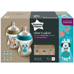 Tommee Tippee Closer to Nature Baby Bottle, Slow Flow Breast-Like Teat with Anti-Colic Valve, 260ml, Pack of 2, Catch Me Quick Blue