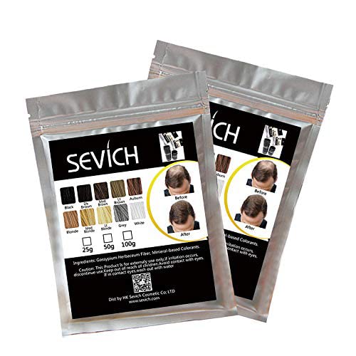Sevich All Hair Building Fiber Refill Bag, Powder Based fibers Black, Size 25 gm (Pack of 2)