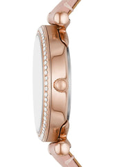 Fossil ES5268 Carlie Three-Hand Blush Eco Leather Analog Watch for Women, 28 mm Size, Pink