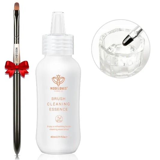 Modelones Nail Art Brush Cleaner & Restorer for Nail Polish/Extension Gel/Solid Builder Gel/Dip Powder/Acrylic Manicure Kits DIY Salon at Home - 80ml, With Pro Brush